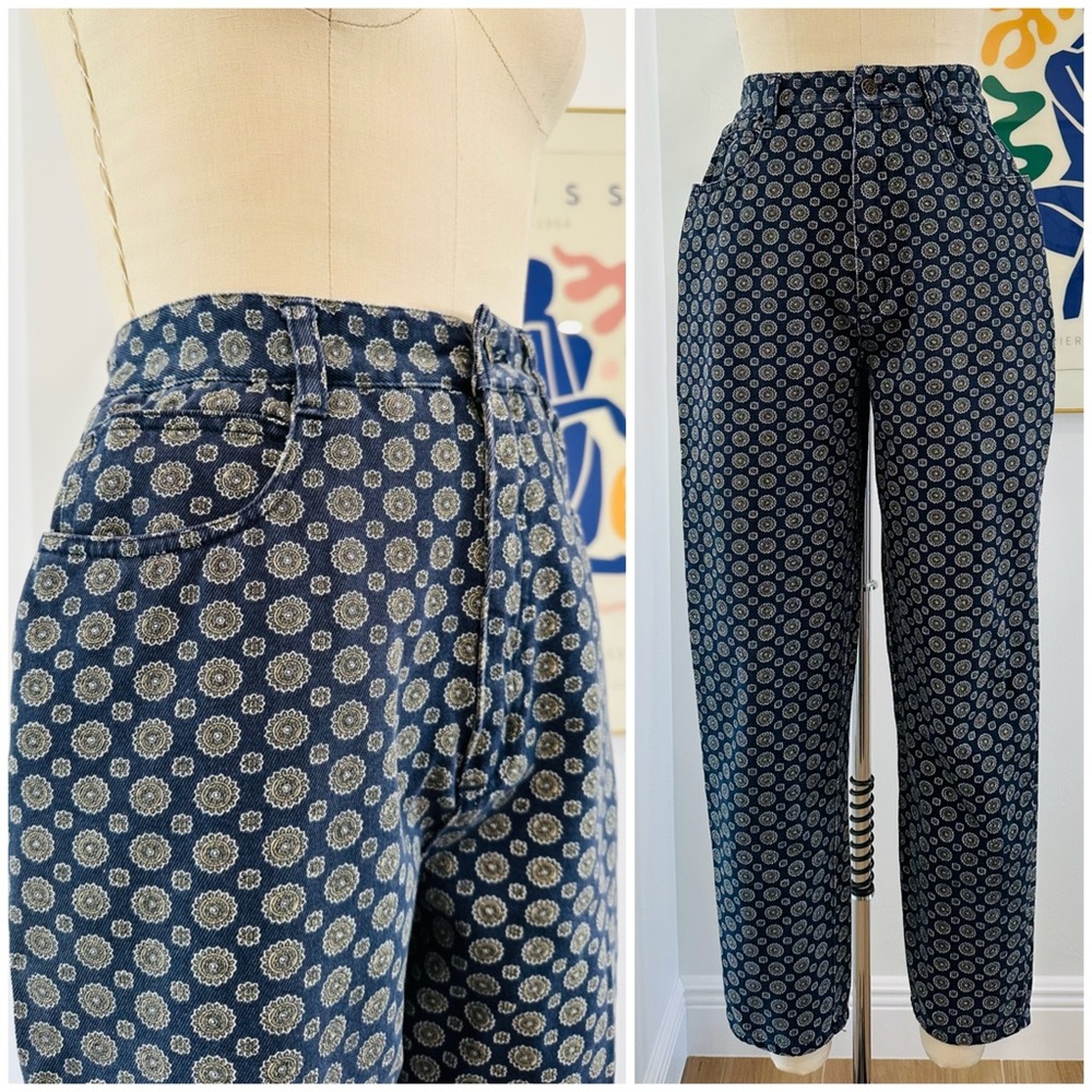 Vintage Talbots Blue and Gold Patterned Jeans